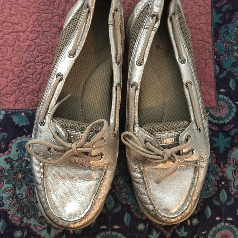 Metallic Sperry boat shoes